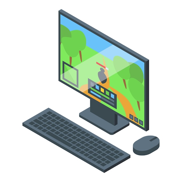 Online computerspel pictogram isometrische vector Sport gamer Match esport