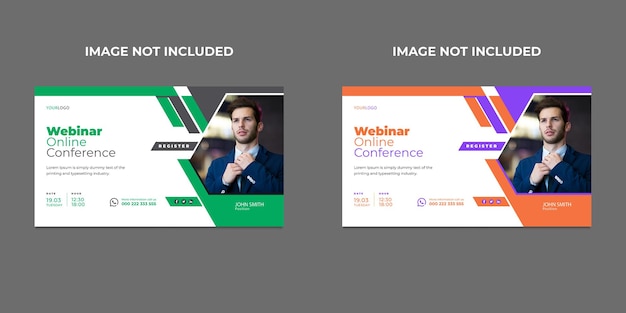 Online conference banner and digital marketing live webinar social media post web banner design