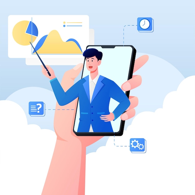 オンライン コンサルタント コンセプト アイデア イラスト デザイン