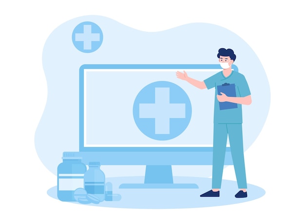 online consultation with a doctor concept flat illustration