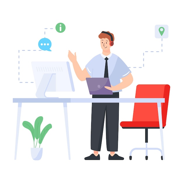 An online consulting in flat illustration design