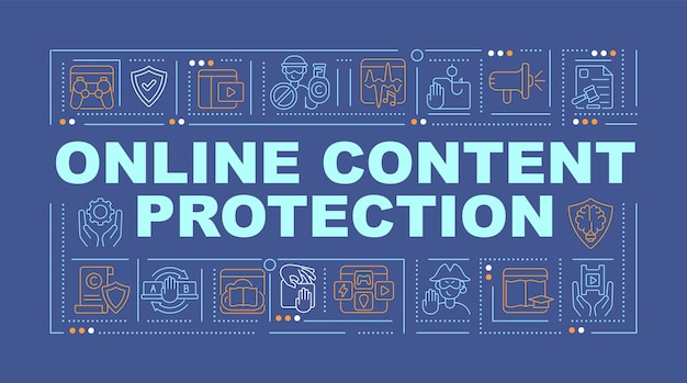 Banner di concetti di parole di sicurezza dei contenuti online