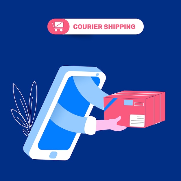 Online Courier Shipping Vector Illustration