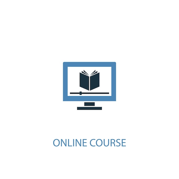 Online course concept 2 colored icon. simple blue element illustration. online course concept symbol design. can be used for web and mobile ui/ux