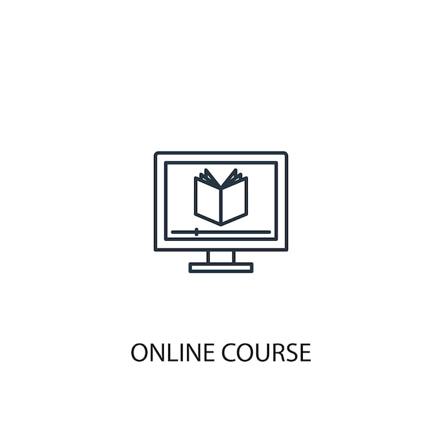 Icona della linea del concetto di corso online. illustrazione semplice dell'elemento. disegno di simbolo di contorno del concetto di corso online. può essere utilizzato per ui/ux mobile e web