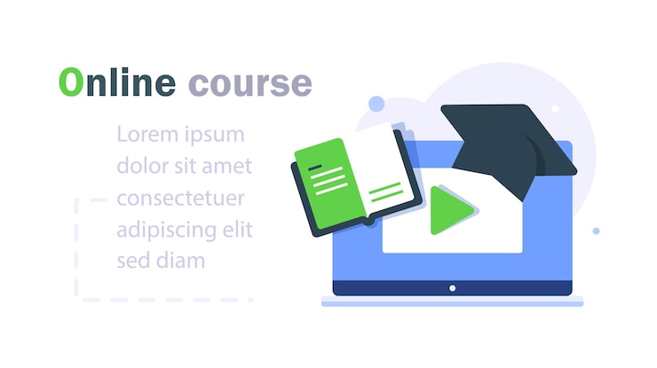 Vector online course conceptflat design icon vector illustration