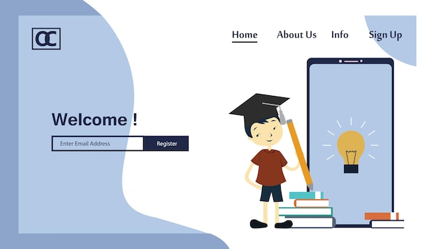 벡터 온라인 과정 교육 방문 페이지 벡터 템플릿 디자인 일러스트 레이 션