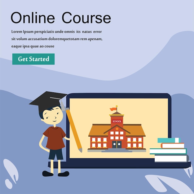 Vector online course education vector template design illustration