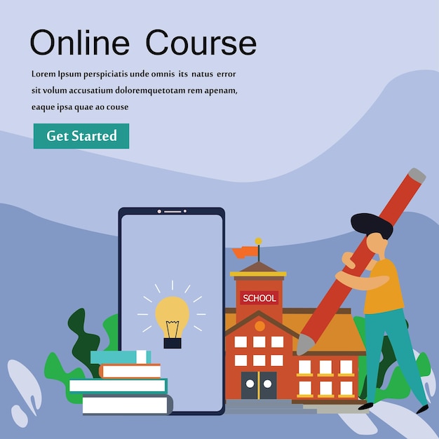 Online course education vector template design illustration