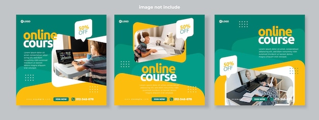 Vector online course social media pack template premium vector