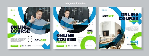 Vector online course social media pack template premium vector