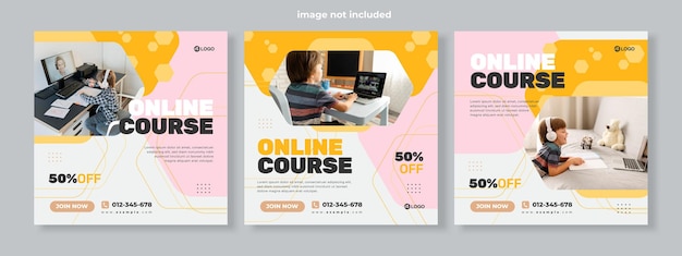 Online course social media pack template premium vector