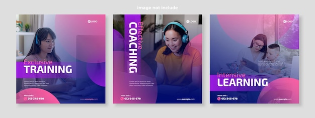 Vector online course social media pack template premium