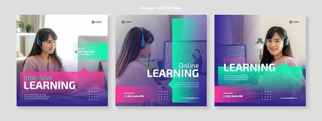 Vector online course social media pack template premium