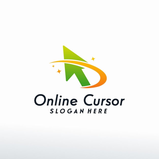 Online cursor logo designs vector, cursor with swoosh logo designs template