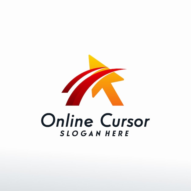 Il logo del cursore online progetta il vettore, il cursore con il logo swoosh progetta il modello