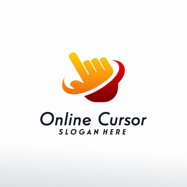 Online Cursor logo-ontwerpen vector, Cursor met swoosh logo-ontwerpsjabloon