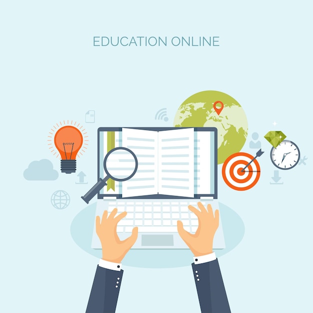 Online cursussen voor afstandsonderwijs en webschool voor het bestuderen van kennisinformatie