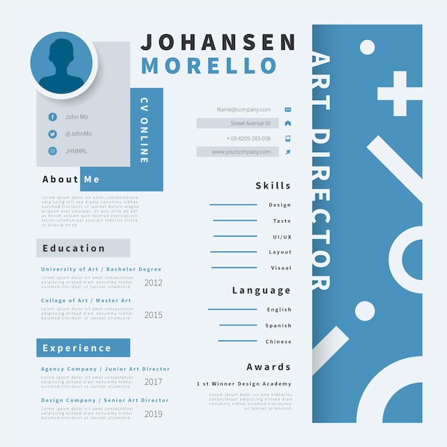 Vector online cv design template