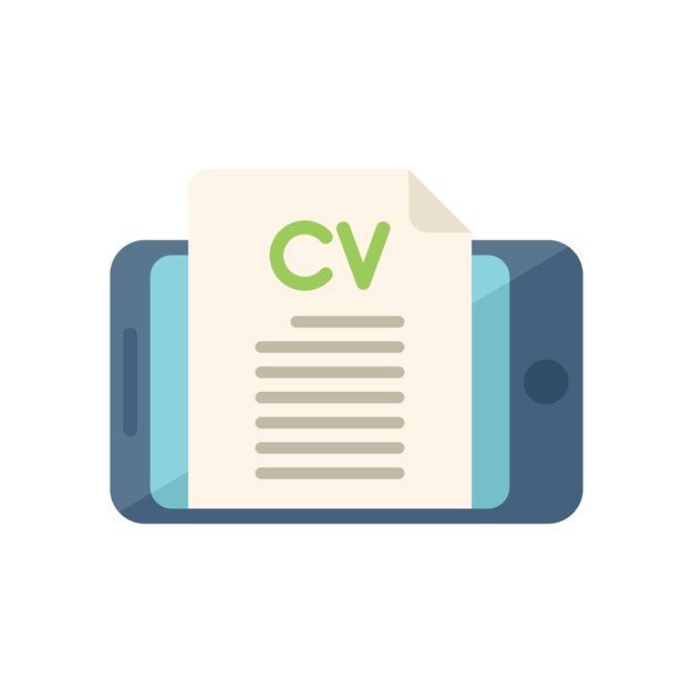 Online cv icon flat vector Internet hire Business interview isolated