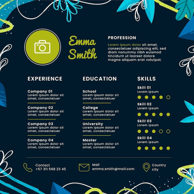 Vector online cv-template met bladeren