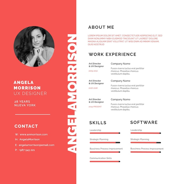 Online cv with photo avatar