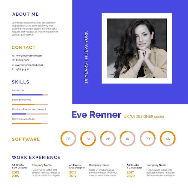 Vector online cv with photo