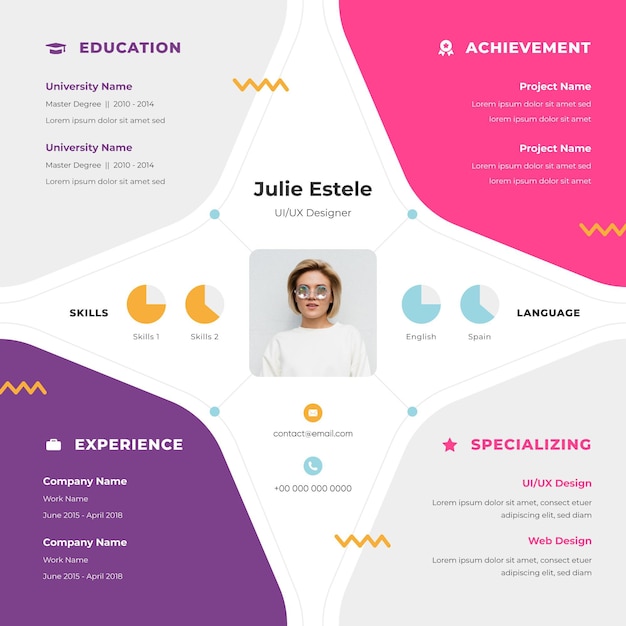 Vector online cv with photo