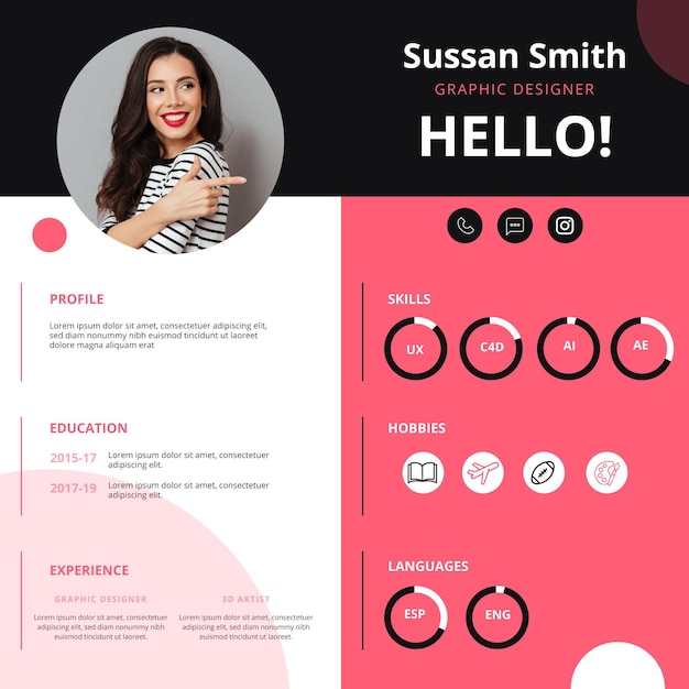 Vector online cv with photo