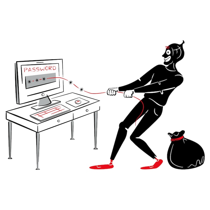 Vector online cyber scammer