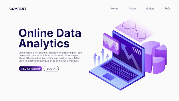 Online data analytics data analyse landing page template