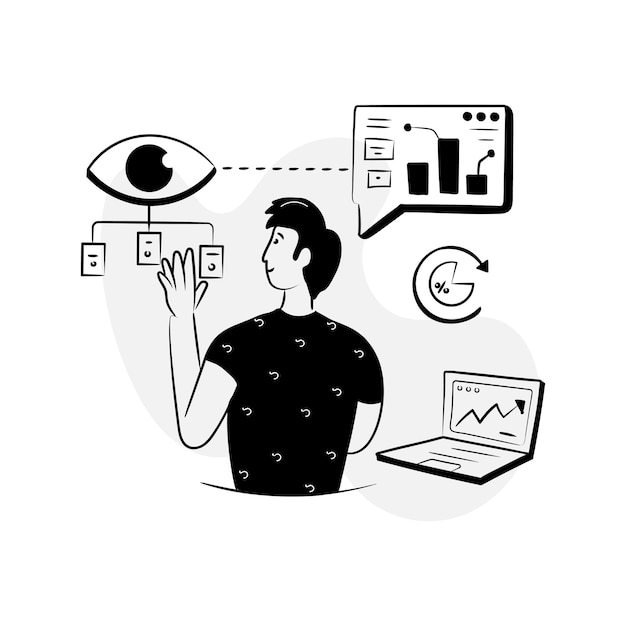 Vector online data  hand drawn illustration of website analytics