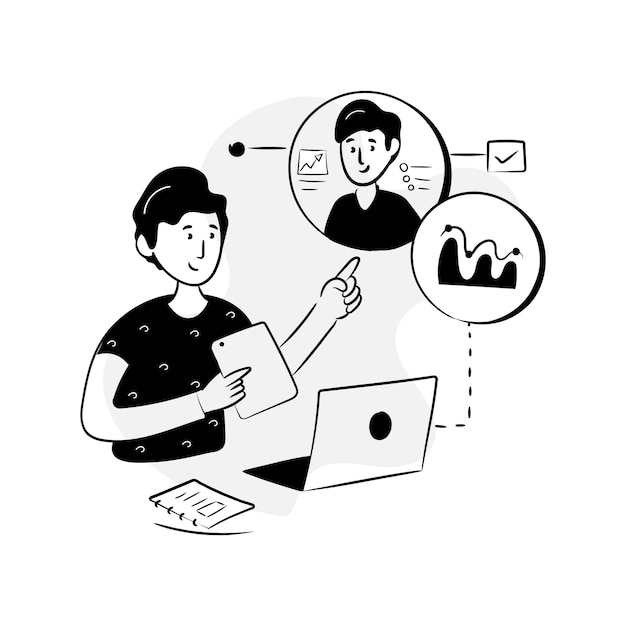 online data  hand drawn illustration of website analytics