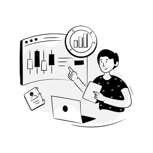 Online data  hand drawn illustration of website analytics