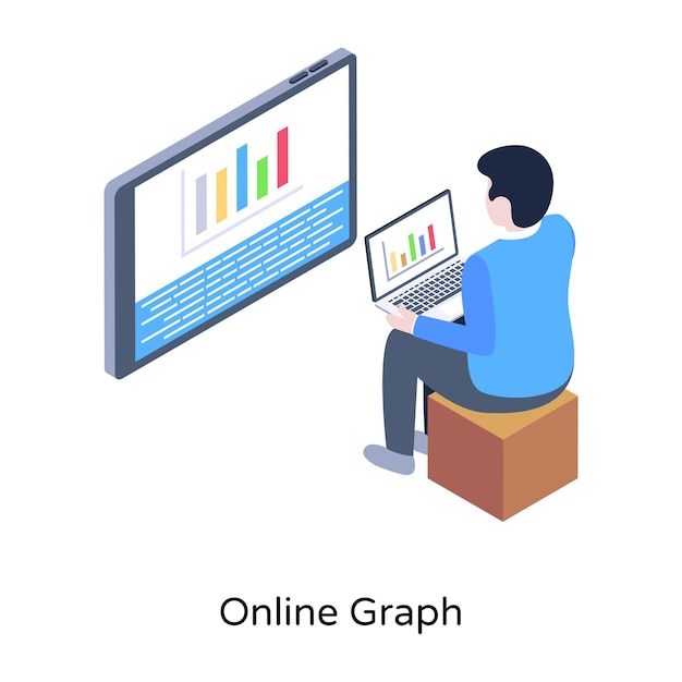 Online data isometrische illustratie met pixel perfecte graphics