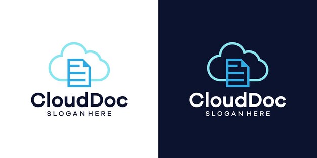 Vector online data logo design template cloud logo with document design graphic vector illustration symbol icon creative