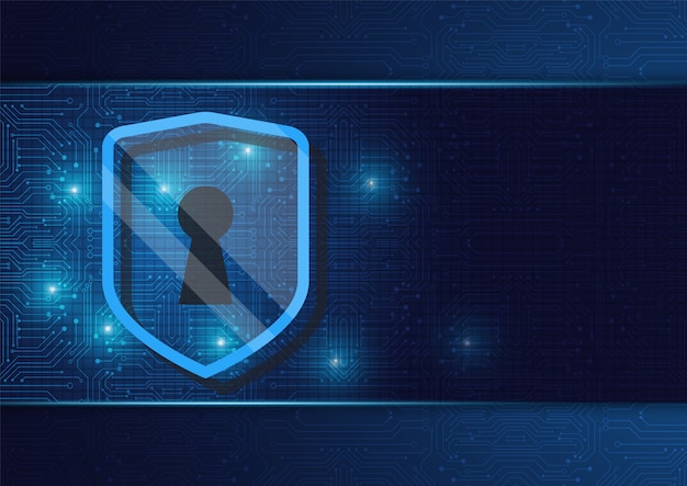 Online data protection shield and abstract with computer technology