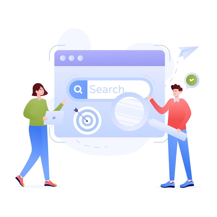 Vector online data search flat illustration of seo optimization