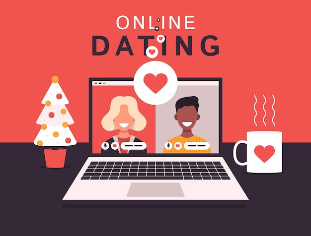 Online dating app concept with man and woman