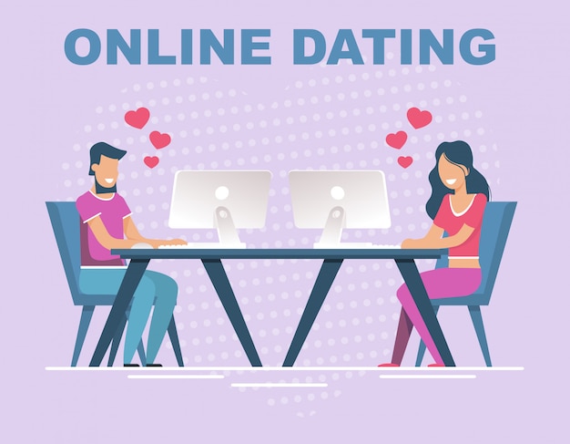 Vector online dating banner with people having relation