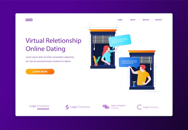 Vector online dating and chatting on a mobile illustration concept for website or landing page