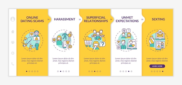 Modello di onboarding del sito web di incontri online contro