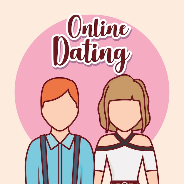 Online dating design with avatar couple 