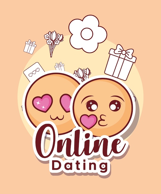 Online dating design with emoji and related icons