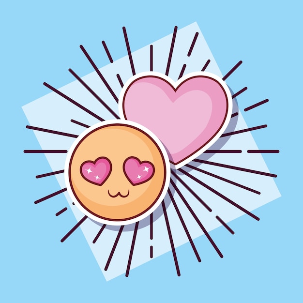Online dating design with In love emoji and heart