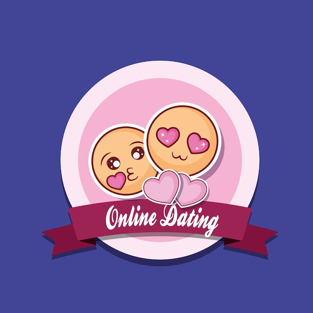 Online dating emblem with decorative ribbon