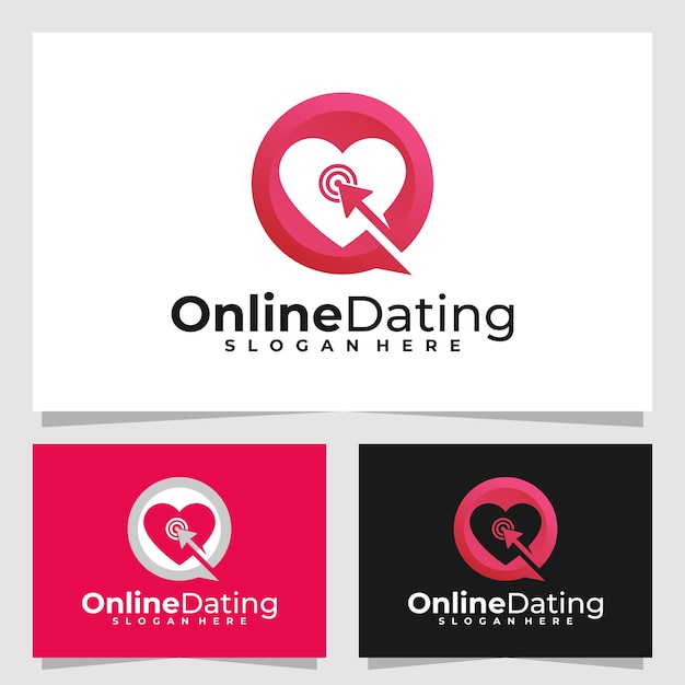 Изолированный векторный дизайн логотипа онлайн-знакомств