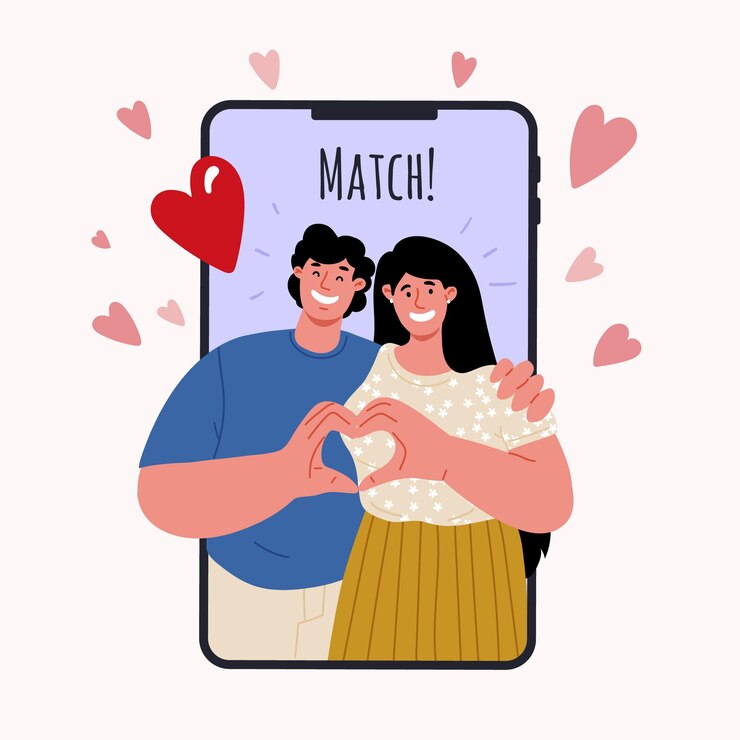 모바일 appvalentines dayvector 플랫으로 온라인 데이트 중매 찾기 소울 메이트
