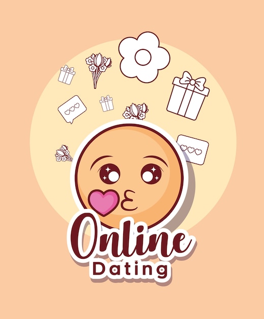 Online datingontwerp met emoji en verwante pictogrammen