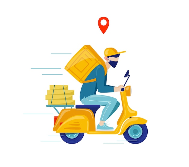 Online delivery contactless service to home office by motorcycle Online order tracking